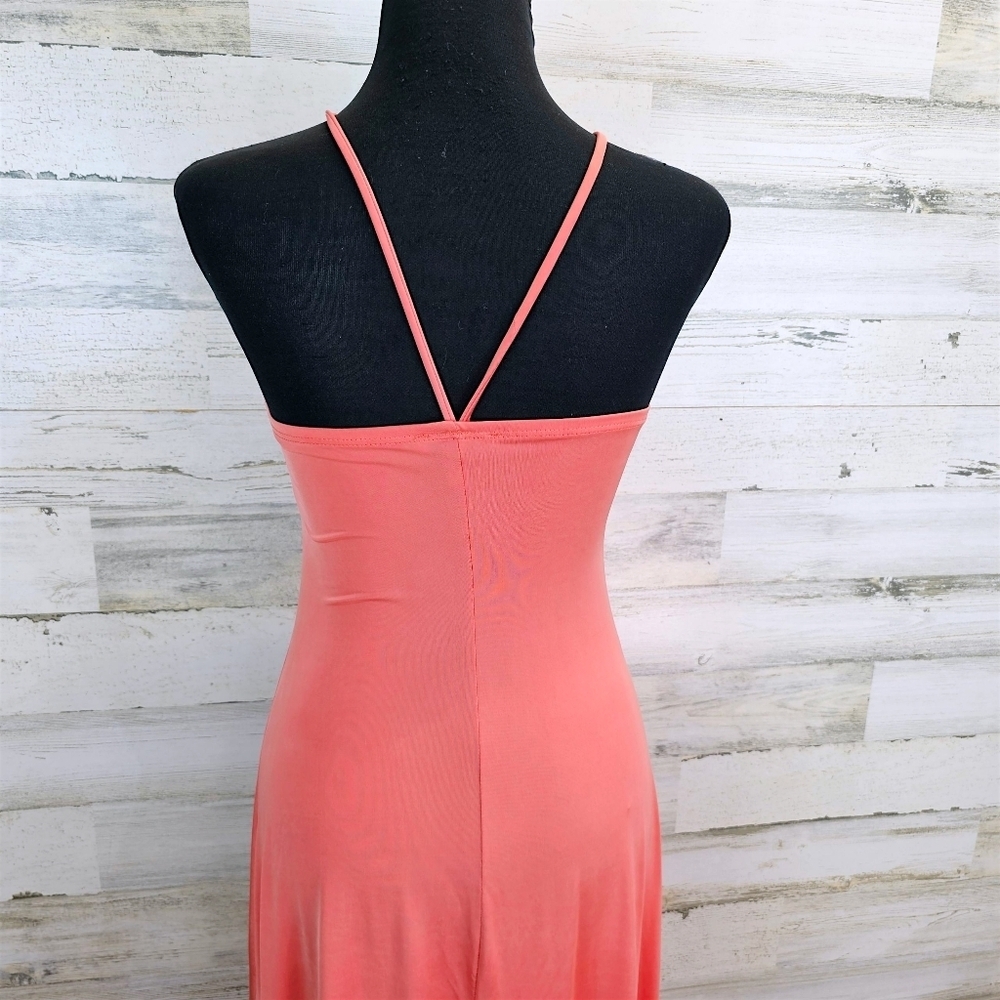 Sincerely Jules Coral Strappy Cutout Midi Dress Large Y2K Resort Vacation 2000s - Picture 10 of 14